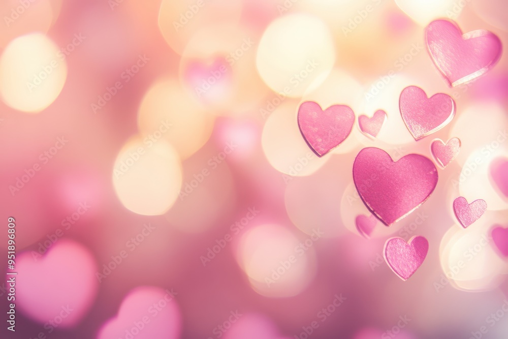 Valentine's Day Pink Hearts with blurred Background Valentine's Day Pink Hearts with blurred Background