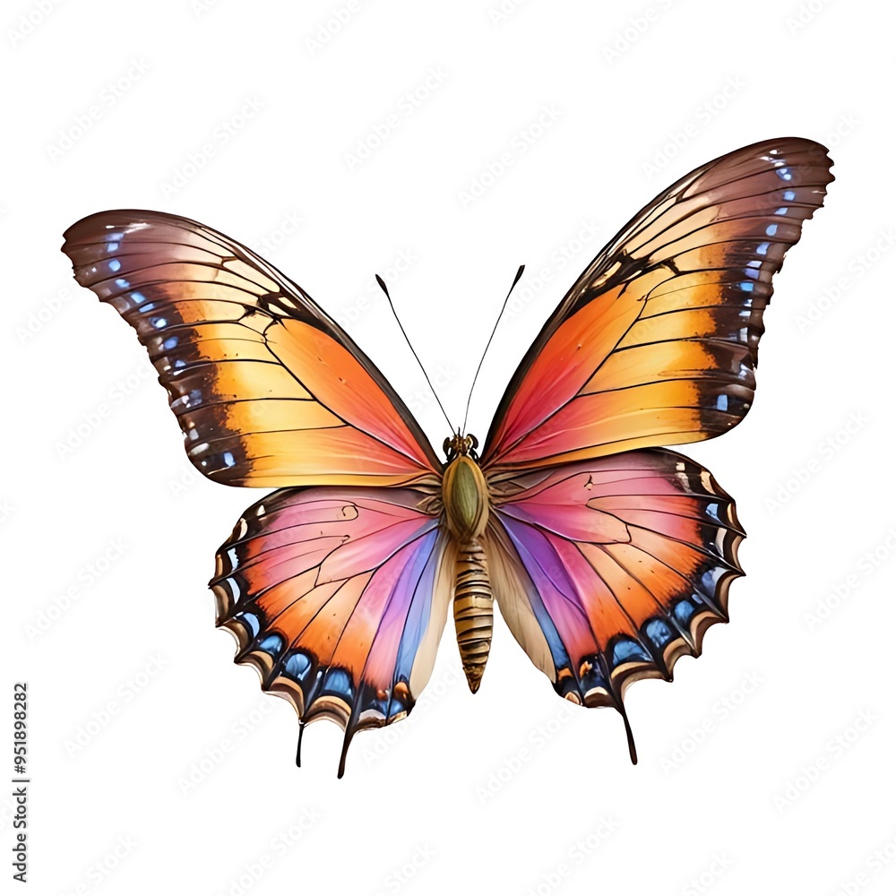 Obraz premium Colorful butterfly, isolated on white background.