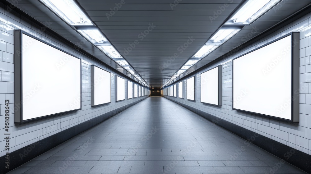 Blank Billboards in Subway Tunnel.