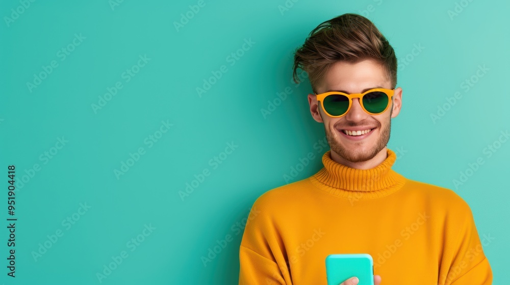 An ambassadorial marketing concept showcasing an influencer's authentic engagement with a product, with ample copy space available for brand customization and promotional text. The image communicates An ambassadorial marketing concept showcasing an influencer's authentic engagement with a product, with ample copy space available for brand customization and promotional text. The image communicates