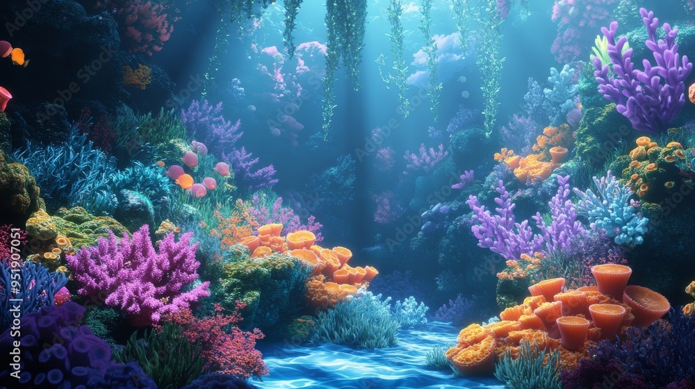 Fototapeta premium Underwater Coral Reef Scene.