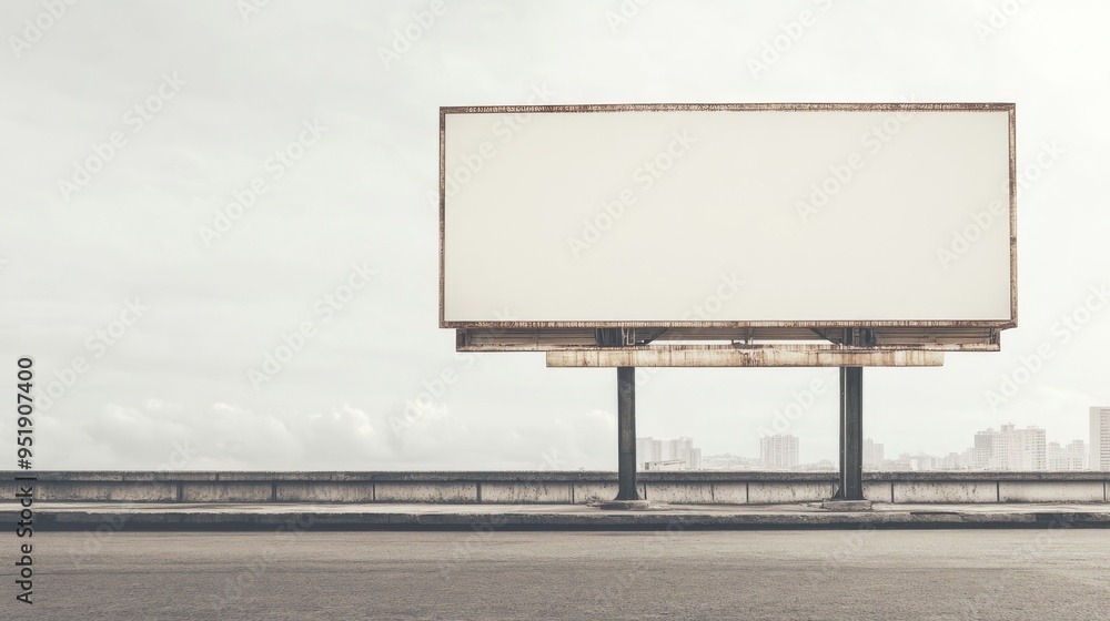 Obraz premium Blank Billboard Mockup with City View.