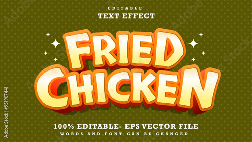 Minimal 3d Word Fried Chicken Editable Text Effect Design, Effect Saved In Graphic Style