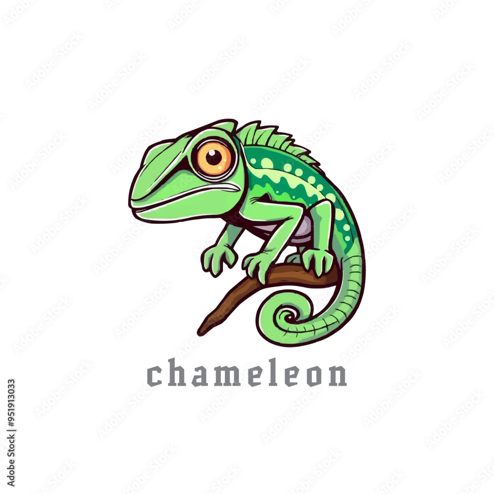 Fototapeta premium chameleon mascot logo cartoon illustration. Adobe Illustrator Artwork