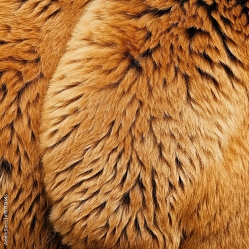 Bear skin close-up texture flat lay background