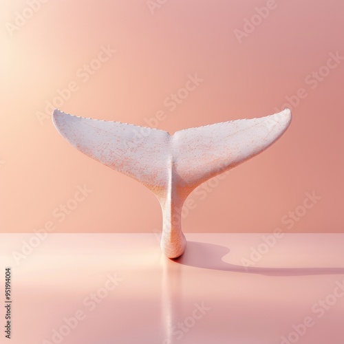 Medium shot of back view Shark, isolated on a light solid color background 