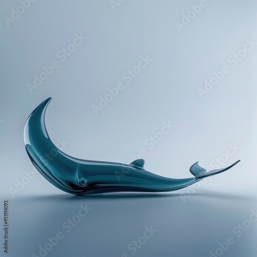 Medium shot of back view Shark, isolated on a light solid color background 