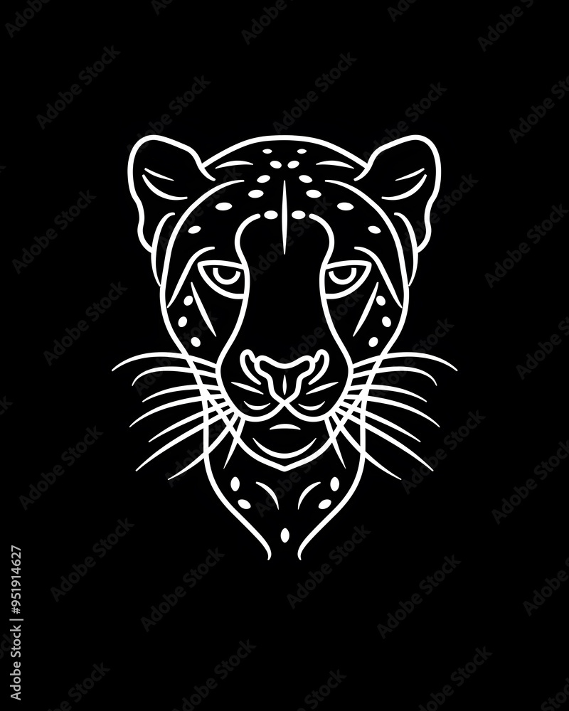 Cheetah head minimalist line art illustration Cheetah head minimalist line art illustration