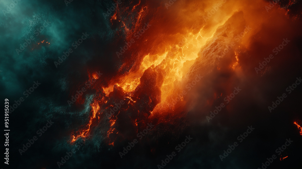 Fiery red and dark clouds clash in a dramatic, turbulent sky. Fiery red and dark clouds clash in a dramatic, turbulent sky.