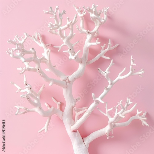 Medium shot of Staghorn Coral, isolated on a light solid color background 