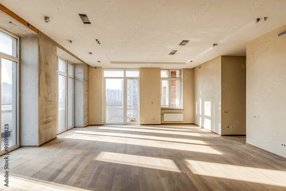 Fototapeta premium apartment at the stage of internal finishing, renovation in the apartment finishing