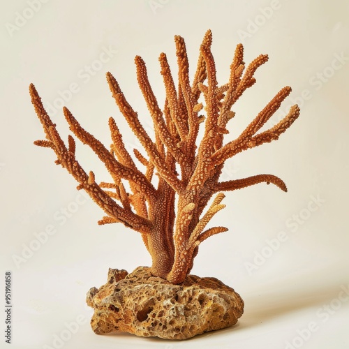 Medium shot of Staghorn Coral, isolated on a light solid color background 