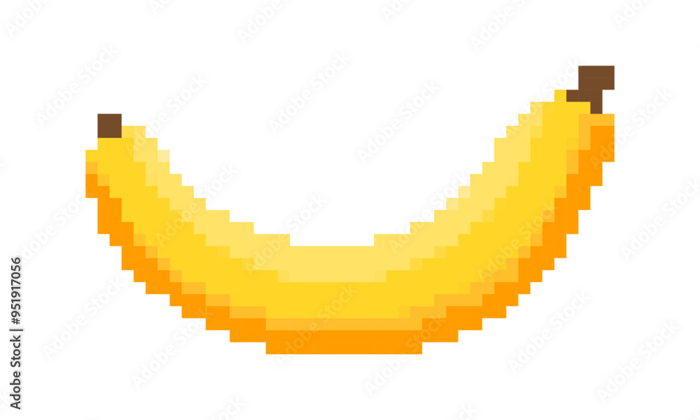 Fototapeta premium pixel banana fruit, pixilated banana for icon, pixel banana for illustration