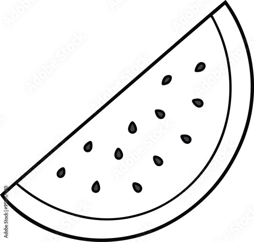 Minimalist watermelon slice art featuring a clean single-line design that highlights the fruit's refreshing appeal
