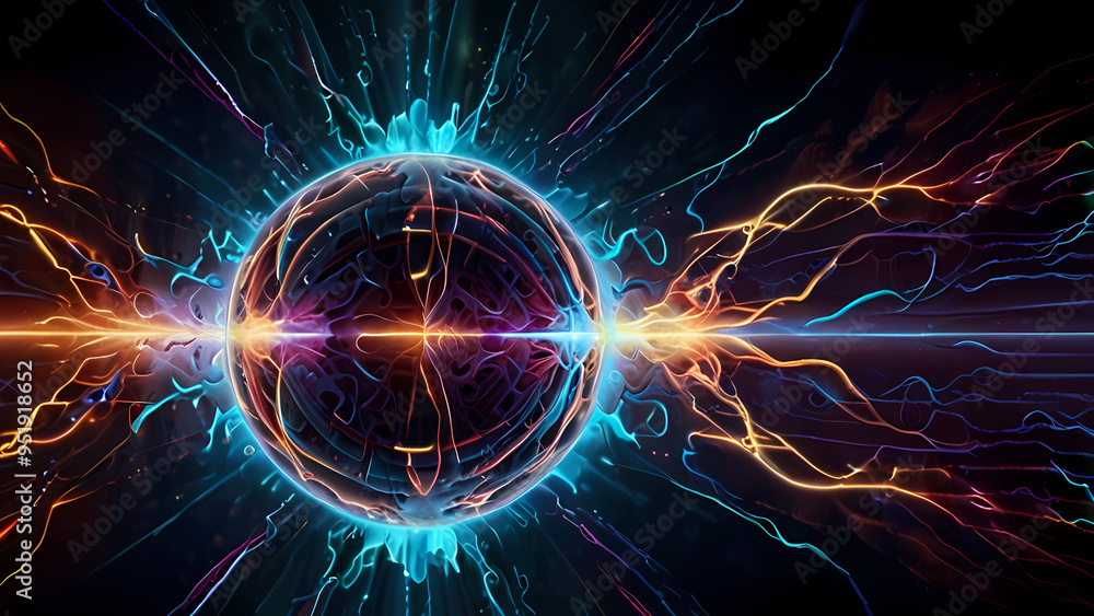 Fototapeta premium abstract background illustrating the dynamic energy of ions in motion