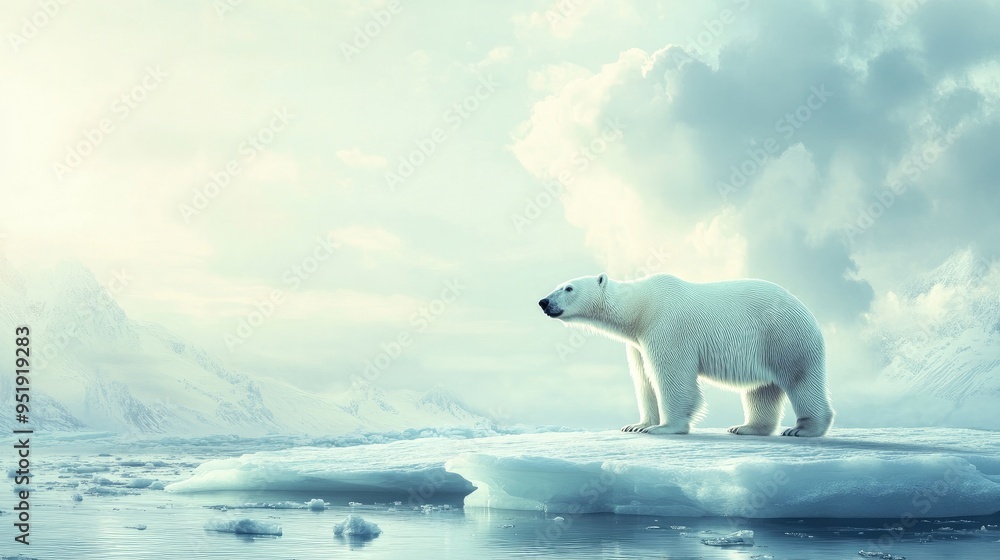 A polar bear standing on melting ice, highlighting the urgent need to address climate change and protect Earth's wildlife