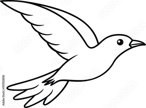 Minimalist illustration of a skylark soaring high above capturing the bird’s freedom and agility with simple yet expressive lines


