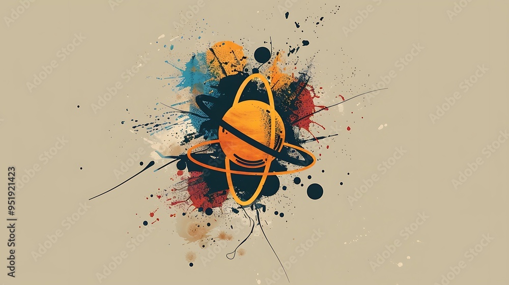 A minimalist graphic design featuring the key elements of nuclear fission, with a single atom splitting and releasing energy, rendered in bold, contrasting colors on a neutral background, creating A minimalist graphic design featuring the key elements of nuclear fission, with a single atom splitting and releasing energy, rendered in bold, contrasting colors on a neutral background, creating