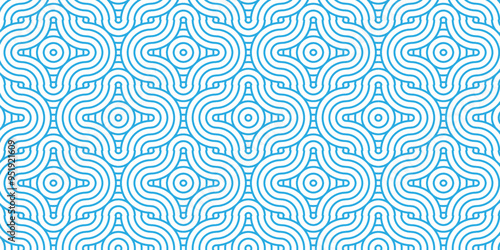 	
Overlapping creative diamond circle abstract blue pattern background with waves texture. geometric digital fabric pattern circles floral and spiral round lapping blue retro background.