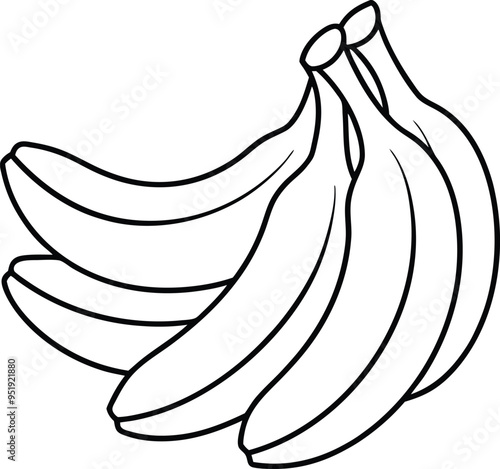 Clean line art of bananas arranged in a bunch emphasizing the fruit’s natural shape with simplicity and grace
