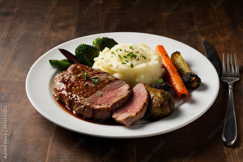 meat with vegetables and marsh potatoes meat with vegetables and marsh potatoes