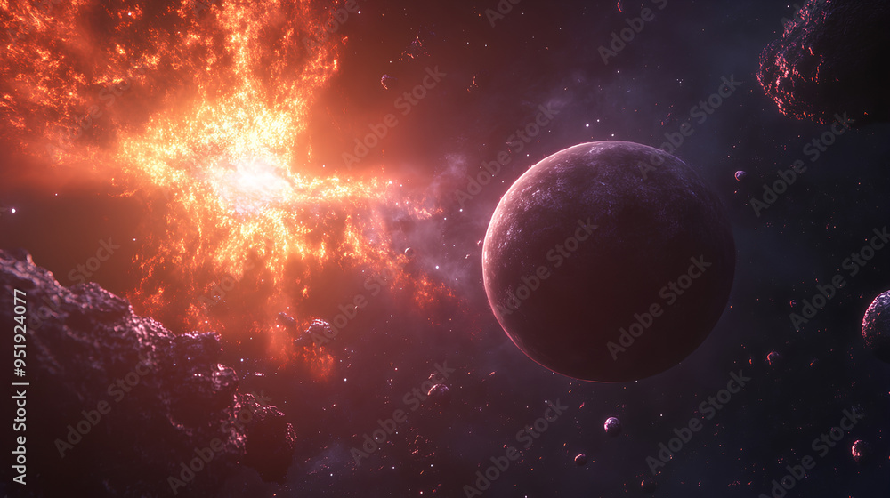 beautiful cosmic scene with planets. High quality digital space art beautiful cosmic scene with planets. High quality digital space art