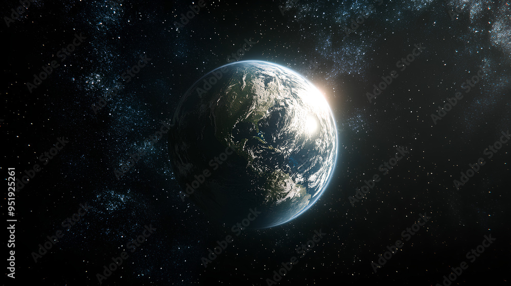 Fototapeta premium Earth planet orbit. High quality digital space 