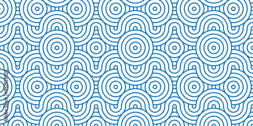 Overlapping creative diamond circle abstract blue pattern background with waves texture. geometric digital fabric pattern circles floral and spiral round lapping blue retro background.