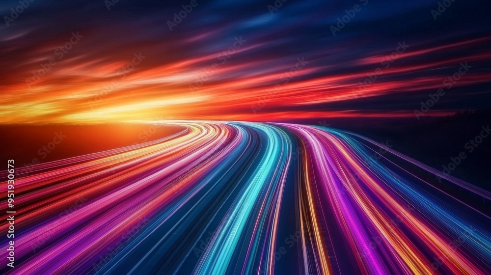 Light trails showing speeding concept at sunset Light trails showing speeding concept at sunset