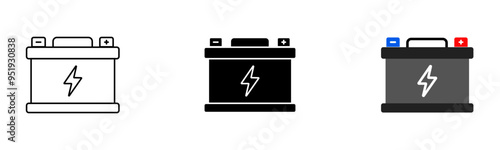 Car battery. Car battery icon set. Car battery symbol. Vector illustration on white background