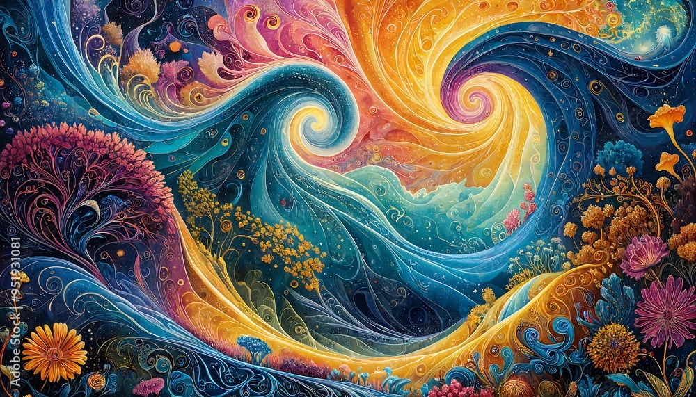 An imaginary image of a never-ending dream, an abstract surreal image.