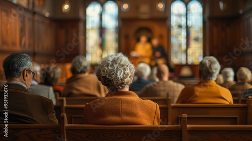 Congregation Listening to Sermon in Church