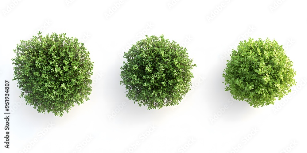 3D Models of Green Bushes and Trees on a White Background 3D Models of Green Bushes and Trees on a White Background
