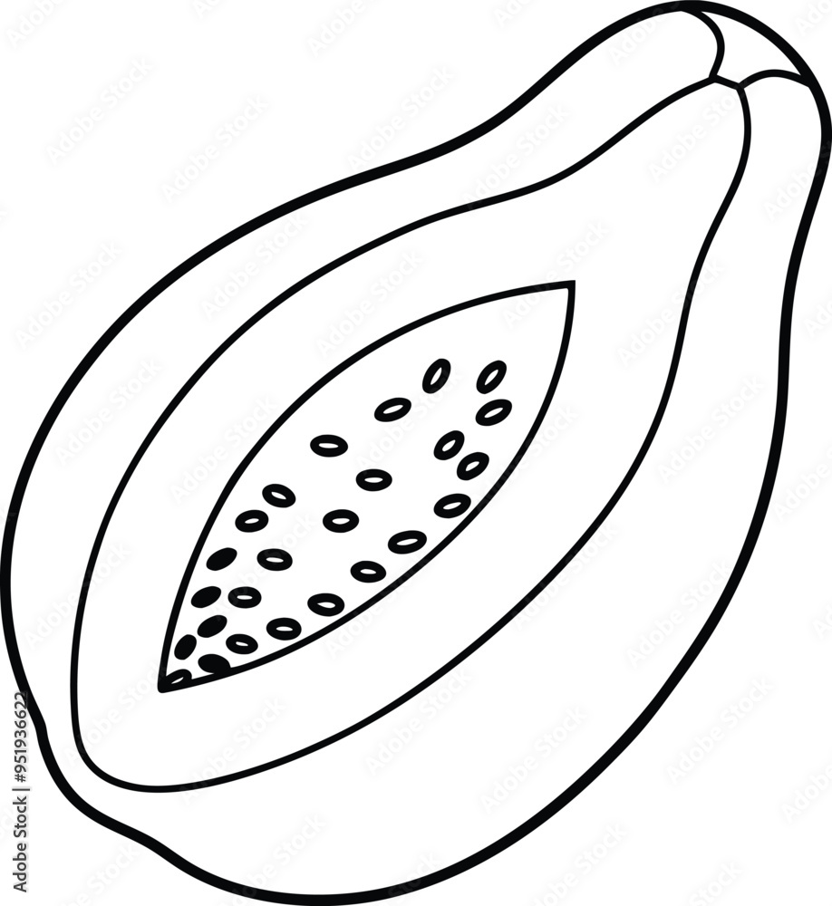 papaya half seedy inside black lines
papaya half seedy inside black lines