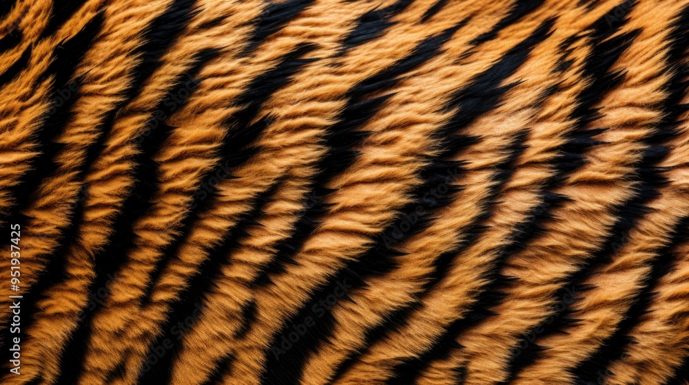 Fototapeta premium Tiger skin close-up texture flat lay background