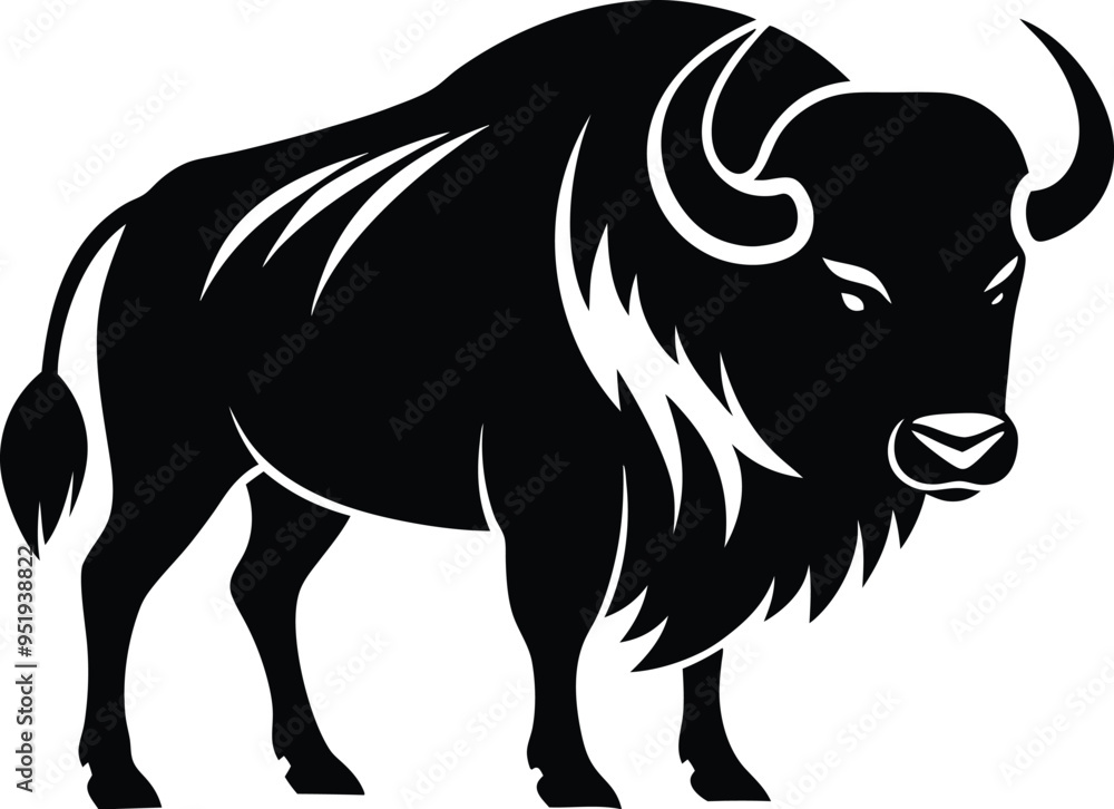 Minimalist vector of a buffalo silhouette ideal for creating a strong focal point in both digital and print materials
Minimalist vector of a buffalo silhouette ideal for creating a strong focal point in both digital and print materials
