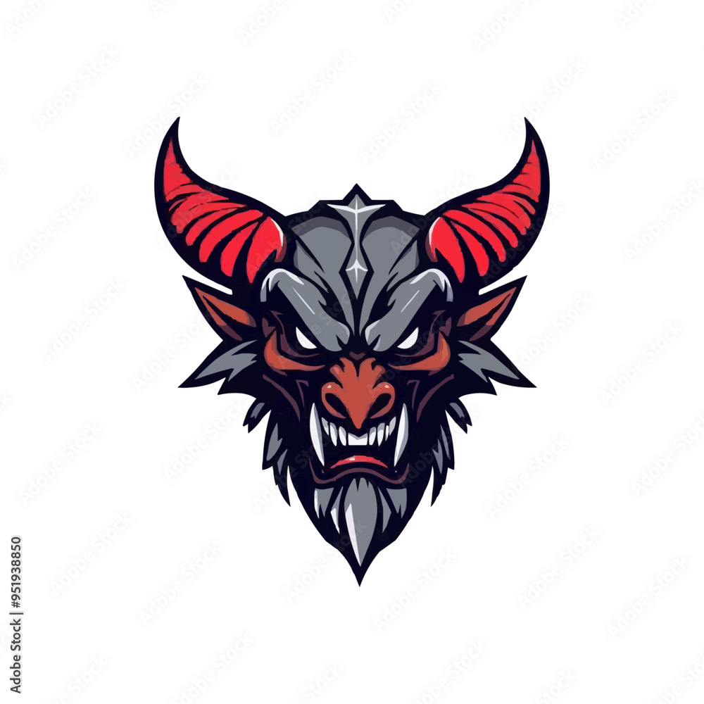 Fototapeta premium a cool demon mascot logo vector illustration. Devil head mascot logo