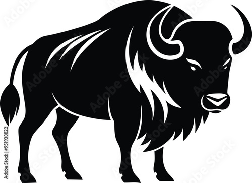 Minimalist vector of a buffalo silhouette ideal for creating a strong focal point in both digital and print materials 