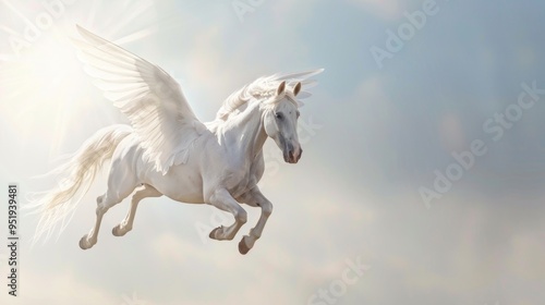 Majestic Pegasus in Flight - Mythical Beauty in the Sky