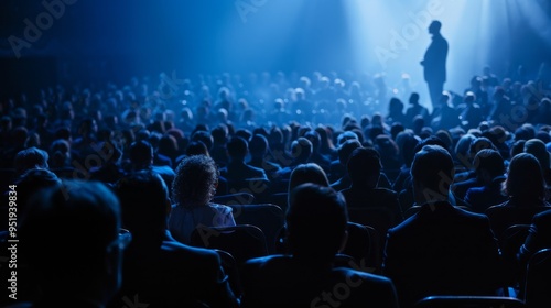 Silhouette of a Speaker Engaging Audience in Conference Hall