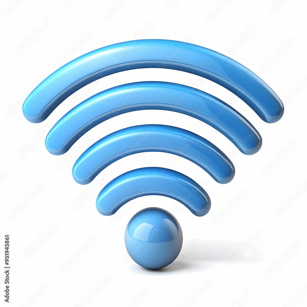a 3d representation of WIFI waves isolated on white background a 3d representation of WIFI waves isolated on white background