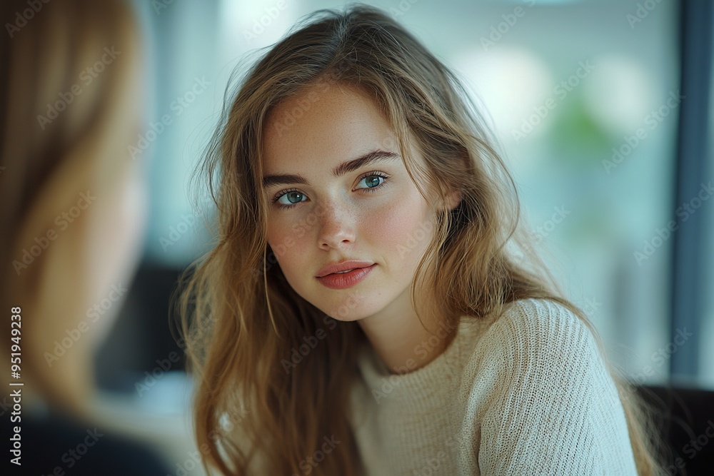 Pretty Young Women Discussing Ideas and Meeting in a Contemporary Boardroom Setting Pretty Young Women Discussing Ideas and Meeting in a Contemporary Boardroom Setting