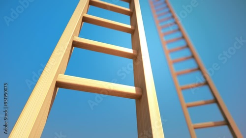 Endless Ladder Climbing Animation A Slow Way To The Top Loopable Hd Slow Animation Of Climbing The Ladder In Infinite Space The Neverending Wooden Ladder Guarantees The Eternal