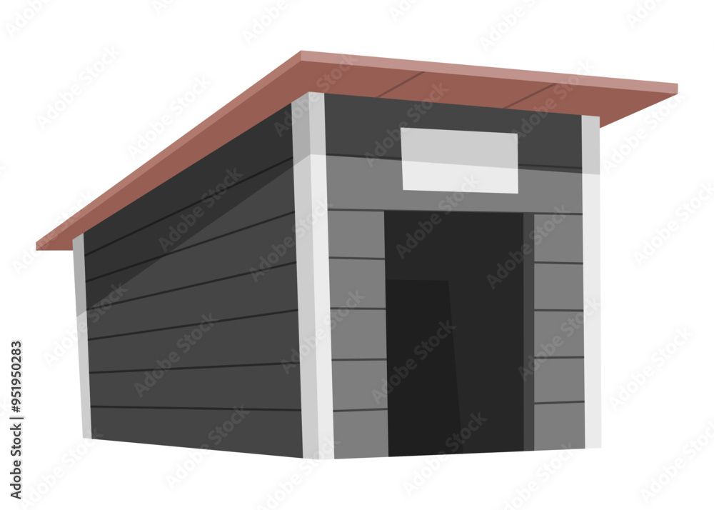 Dog house icon. Cartoon pet accessory. Petshop supermarket item. Empty pet home with roof. House for domestic animal. Isolated flat vector illustration Dog house icon. Cartoon pet accessory. Petshop supermarket item. Empty pet home with roof. House for domestic animal. Isolated flat vector illustration