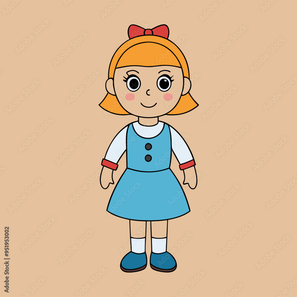 little girl doll vector illustration little girl doll vector illustration