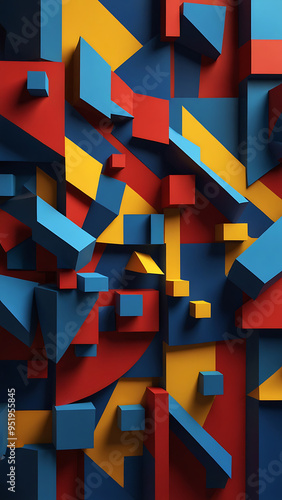 Cubism with Deconstructed Geometry and Dynamic Lighting Effects photo