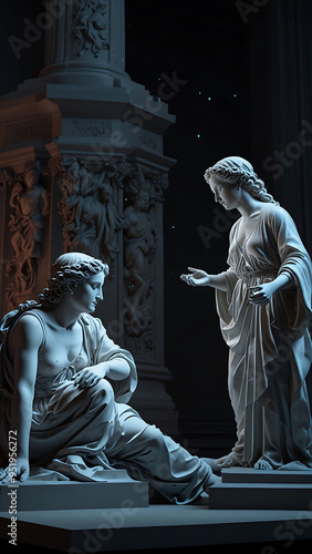 Digital Renaissance with 3D Sculptures and Augmented Reality Elements photo