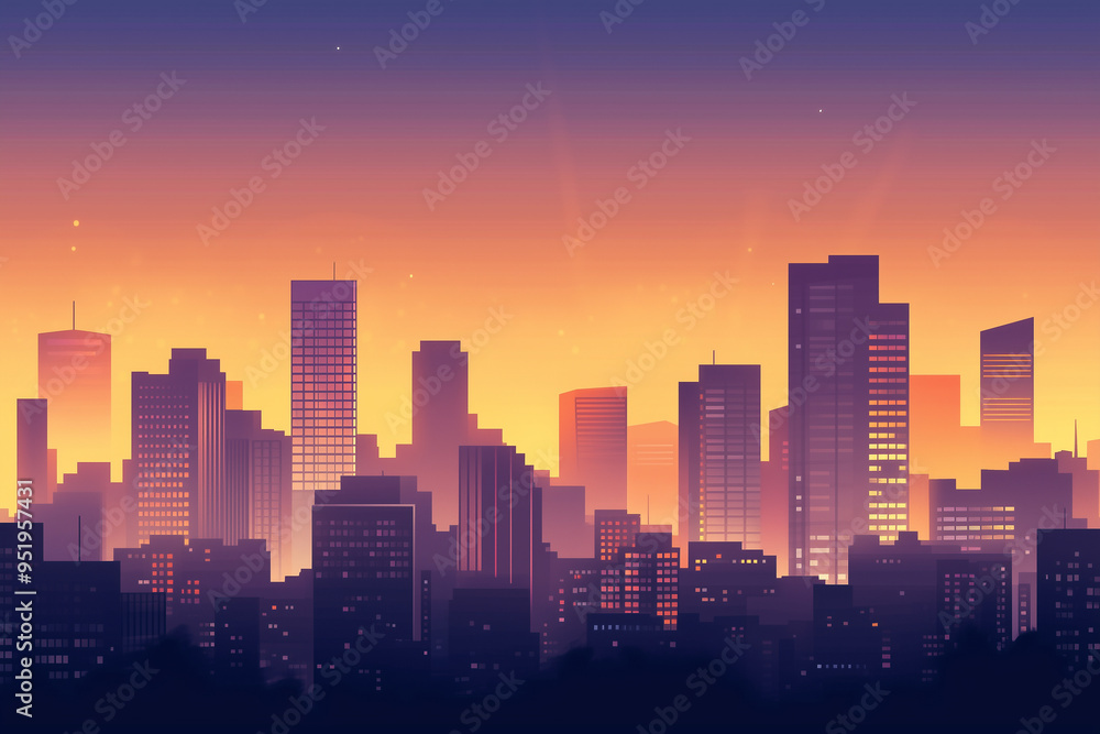 custom made wallpaper toronto digitalA city skyline at sunset with a blue and purple sky