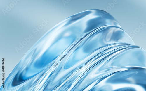 Blue abstract glass texture background, 3d rendering.