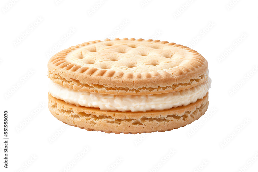 Sandwich cookie with a creamy filling or Biscuit isolated on white transparent background. Concept of homemade baked goods Sandwich cookie with a creamy filling or Biscuit isolated on white transparent background. Concept of homemade baked goods